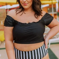 Lucy Avenue Destin Off The Shoulder Top Black Swim 21 Lucy Avenue Destin Off The Shoulder Top Black Swim