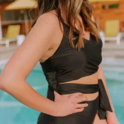 Lucy Avenue Swim Puerto Rico Cutout One Piece Black