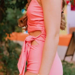 Lucy Avenue Swim Puerto Rico Cutout One Piece Flamingo