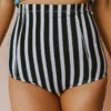 Lucy Avenue Swim Sun Kissed High Rise Bottom Black & White Stripes