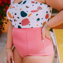 Lucy Avenue Swim Sun Kissed High Rise Bottom Flamingo