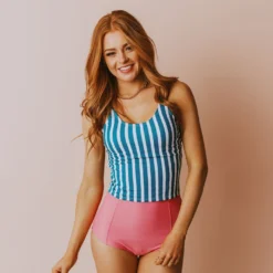 Lucy Avenue Swim Sun Kissed High Rise Bottom Flamingo