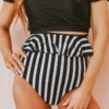 Lucy Avenue Tropical Reversible Peplum Ultra High Rise Bottom Black And Black & White Stripes