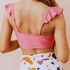 Lucy Avenue Tulum Ruffle Top Flamingo