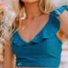 Lucy Avenue Tulum Ruffle Top Lagoon