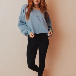 Vendor-unknown Caspian Cropped Sweatshirt Blue Tops