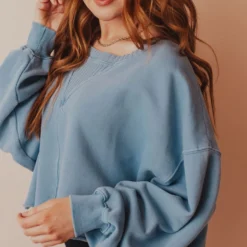 Vendor-unknown Caspian Cropped Sweatshirt Blue Tops