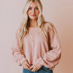 Vendor-unknown Tops Caspian Cropped Sweatshirt Dusty Peach