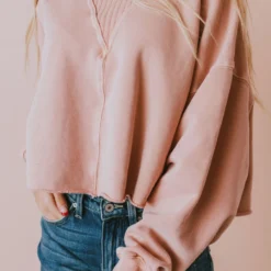 Vendor-unknown Tops Caspian Cropped Sweatshirt Dusty Peach