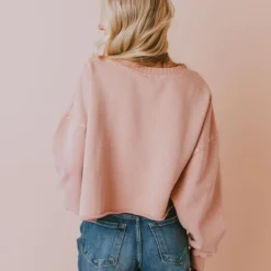 Vendor-unknown Tops Caspian Cropped Sweatshirt Dusty Peach
