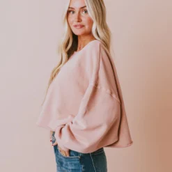 Vendor-unknown Tops Caspian Cropped Sweatshirt Dusty Peach