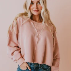 Vendor-unknown Tops Caspian Cropped Sweatshirt Dusty Peach