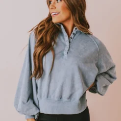 Vendor-unknown Elenoa 3/4 Snap Button Pullover Dusty Blue