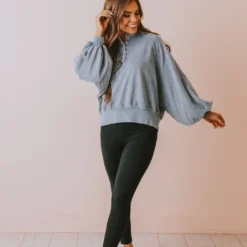 Vendor-unknown Elenoa 3/4 Snap Button Pullover Dusty Blue