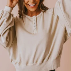 Vendor-unknown Tops Hattie Long Sleeve Pullover Natural