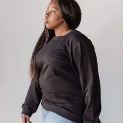 Vendor-unknown Tops Plus Size EXCLUSIVE! Ally Pocket Pullover With Back Zipper Black