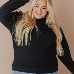 Vendor-unknown Tops Plus Size EXCLUSIVE! Ally Pocket Pullover With Back Zipper Black