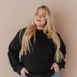 Vendor-unknown Tops Plus Size EXCLUSIVE! Ally Pocket Pullover With Back Zipper Black