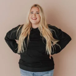 Vendor-unknown Tops Plus Size EXCLUSIVE! Ally Pocket Pullover With Back Zipper Black