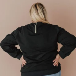 Vendor-unknown Tops Plus Size EXCLUSIVE! Ally Pocket Pullover With Back Zipper Black