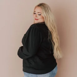 Vendor-unknown Tops Plus Size EXCLUSIVE! Ally Pocket Pullover With Back Zipper Black