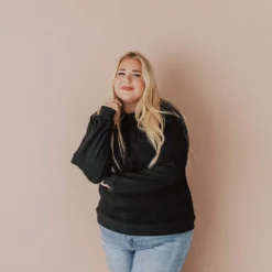 Vendor-unknown Tops Plus Size EXCLUSIVE! Ally Pocket Pullover With Back Zipper Black