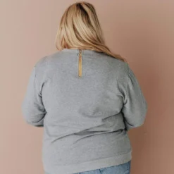 Vendor-unknown Plus Size EXCLUSIVE! Ally Pocket Pullover With Back Zipper Grey Tops