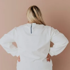 Vendor-unknown Plus Size EXCLUSIVE! Ally Pocket Pullover With Back Zipper Ivory