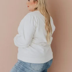Vendor-unknown Plus Size EXCLUSIVE! Ally Pocket Pullover With Back Zipper Ivory
