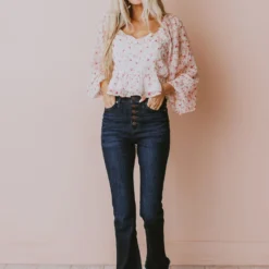 Vendor-unknown Tops Alice Floral Top Ivory/Pink