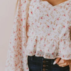 Vendor-unknown Tops Alice Floral Top Ivory/Pink