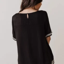 Vendor-unknown Tops Beth Embroidered Top Black