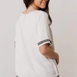 Vendor-unknown Beth Embroidered Top Cream Tops
