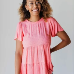 Tee Candice Swiss Dot Layered Peplum Tops