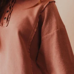 Vendor-unknown Dolly Button Up Sweatshirt Dusty Pink Tops