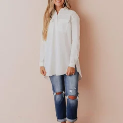Vendor-unknown Tops Donnie Button Down Top Ivory