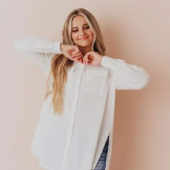 Vendor-unknown Tops Donnie Button Down Top Ivory