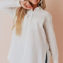 Vendor-unknown Tops Donnie Button Down Top Ivory