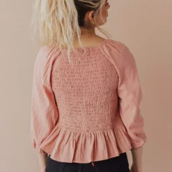 Vendor-unknown Tops Ellen Smocked Blouse Dusty Peach
