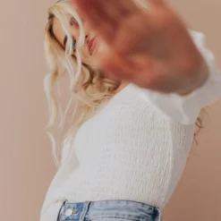 Vendor-unknown Tops Ellen Smocked Blouse Ivory