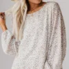 Vendor-unknown Evalyn Flocked Leopard Puff Sleeve Top Ivory Tops