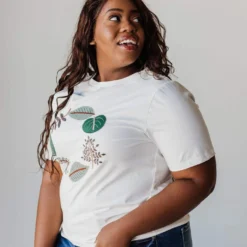 Vendor-unknown Tops EXCLUSIVE! Julia Embroidered Leaf Circle Tee