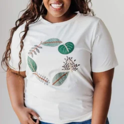 Vendor-unknown Tops EXCLUSIVE! Julia Embroidered Leaf Circle Tee