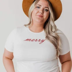 Vendor-unknown Plus Size EXCLUSIVE! Merry Embroidered Tee Tops 10 Vendor-unknown Plus Size EXCLUSIVE! Merry Embroidered Tee Tops