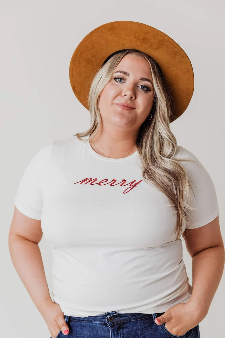 Vendor-unknown Plus Size EXCLUSIVE! Merry Embroidered Tee Tops 5 Vendor-unknown Plus Size EXCLUSIVE! Merry Embroidered Tee Tops