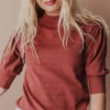 Vendor-unknown Fran Knit Top With Puff Sleeve Marsala Tops