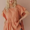 Vendor-unknown Gale Tiered Babydoll Top Light Rust Tops