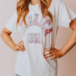 Vendor-unknown America USA Distressed Tee Tops