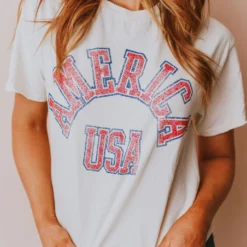 Vendor-unknown America USA Distressed Tee Tops