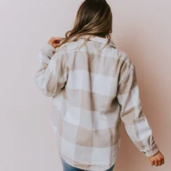 Lucy Avenue Abigail Plaid Jacket Khaki